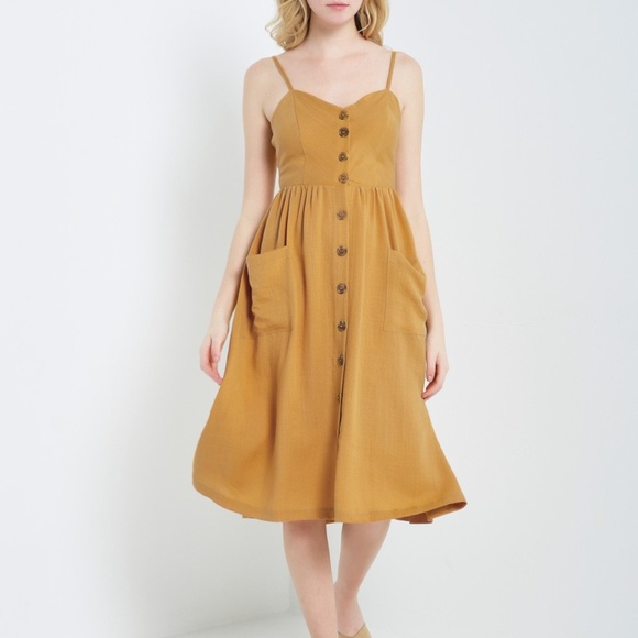 SALE!!! Mustard midi dress - Picture 2 of 5